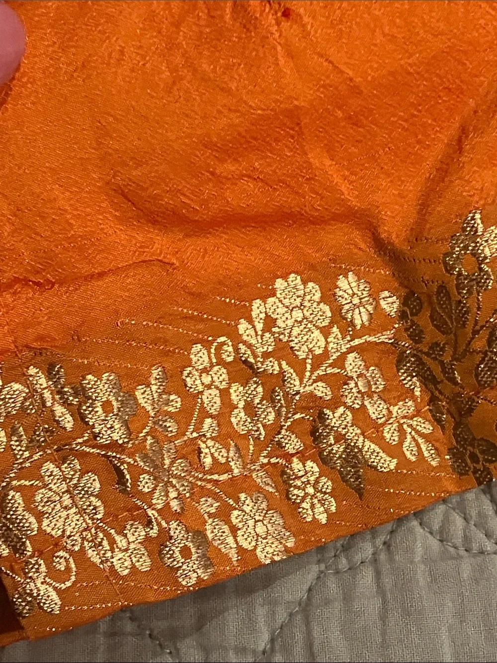 Handmade Orange silk, children's India dress - Size 4T